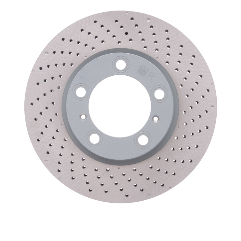 Porsche Boxster Brake Rotor (1) - Front Right - R1 Concepts - Drilled Carbon Alloy GeoMET - `13-`16